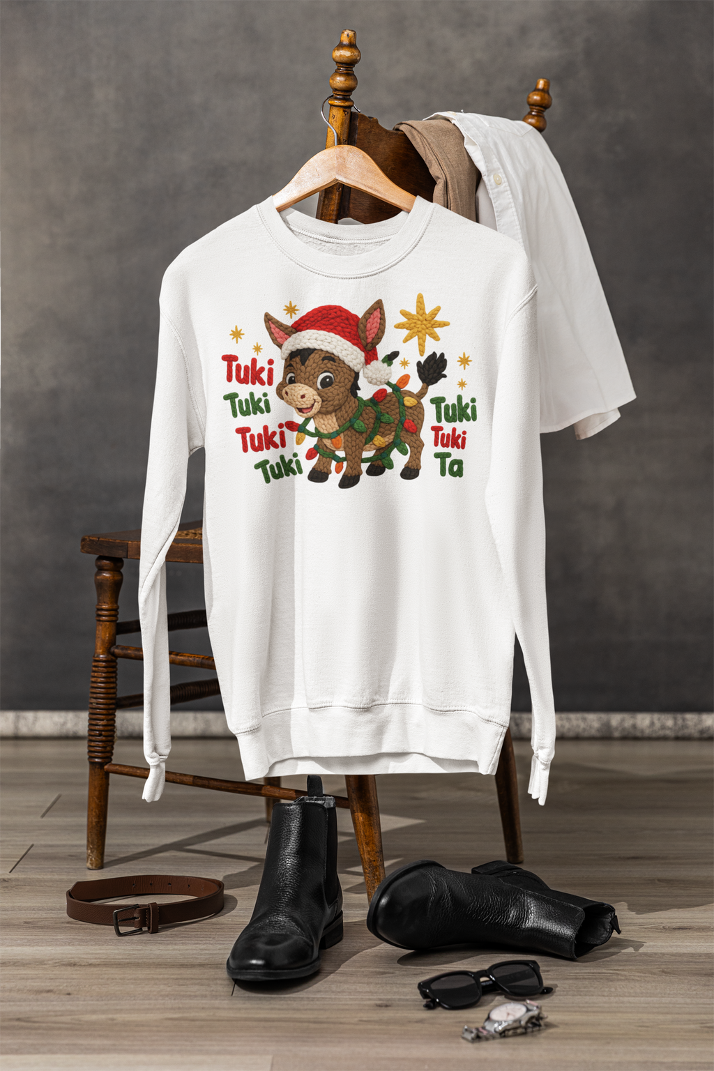 Sudadera Navideña Efecto Bordado Burrito Sabanero