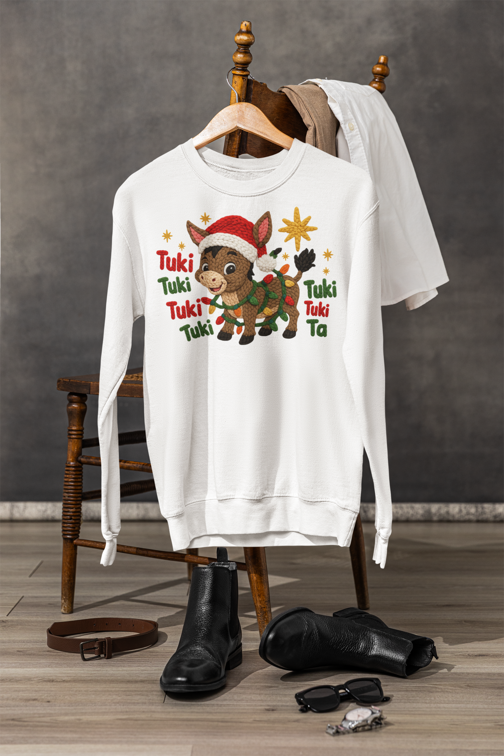 Sudadera Navideña Efecto Bordado Burrito Sabanero