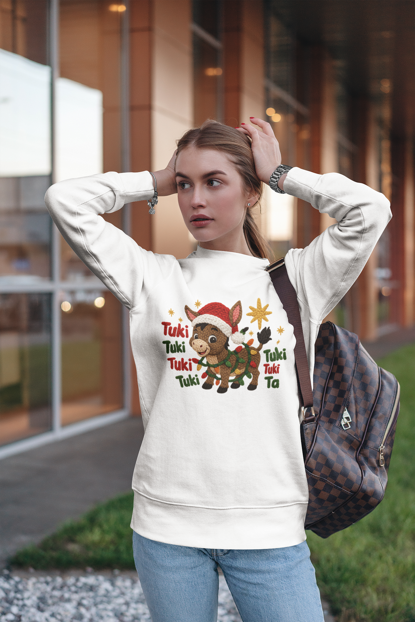 Sudadera Navideña Efecto Bordado Burrito Sabanero